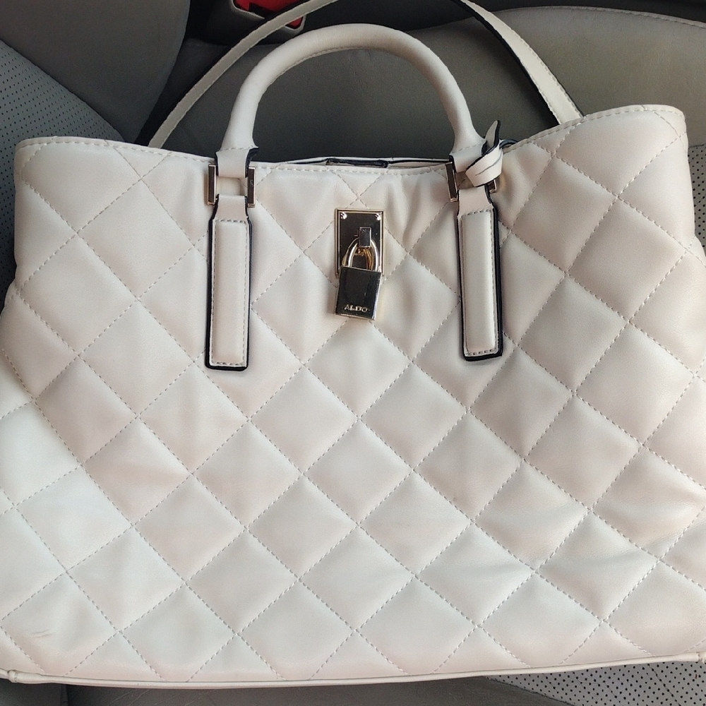 Aldo Ivory Quilted Satchel